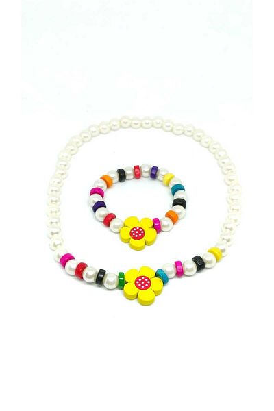 TUNA TAKI & AKSESUAR Children's Jewelry Set - Necklace and Bracelet Plastic and Wood
