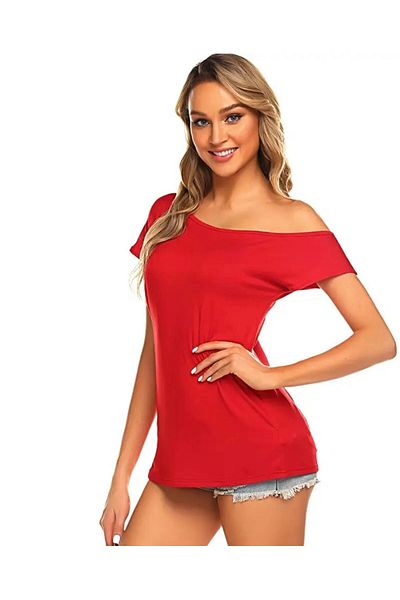 Lucky Line Single Shoulder Asymmetric Cut Viscose Women's Blouse - Daily Casual