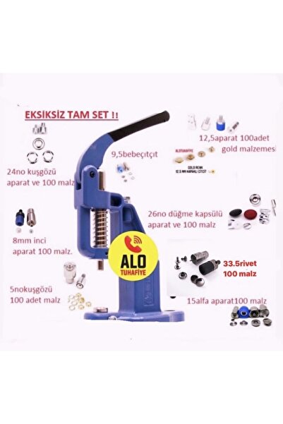 ALOTUHAFİYE Tulumba Pres Full Set Inci Bebeçıtçıt Kapaklı Çıtçıt Kuşgözü Plas...