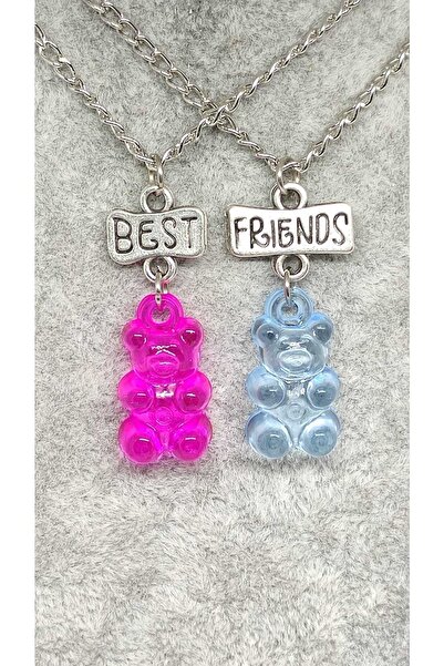 TUNA TAKI & AKSESUAR Jelibon Ayıcıklar Arkadaşlık Bff Best Friends Kolyesi Zincirli Model 4. Çocuk Genç Kolye.