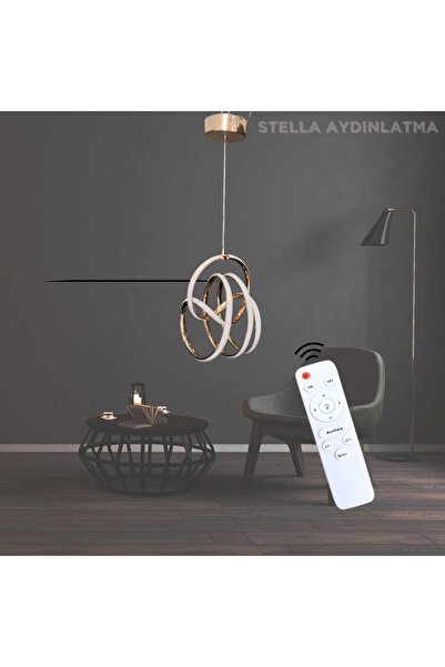 Stella Ledli Tasarruflu Gold Kaplama Avize Gün Işığı Kumandalı Oturma Odası S...