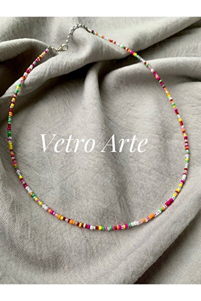 Vetro Arte Gökkuşağı Renkli Boncuk Kolye