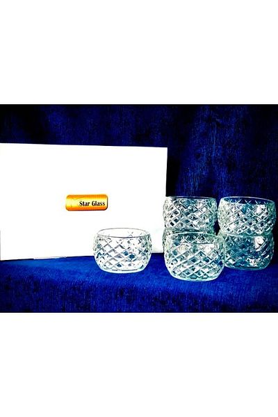 star glass Almarandi 6 Pieces Round Glass Ice Cream - Magnolia - Presentation - Cookie Bowl Set