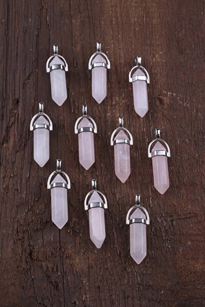 must my Pembe Kuvars Doğal Taş Çivi Sarkaç Pandül Kolye