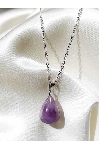 DMA AKSESUAR Amethyst Natural Stone Drop Necklace