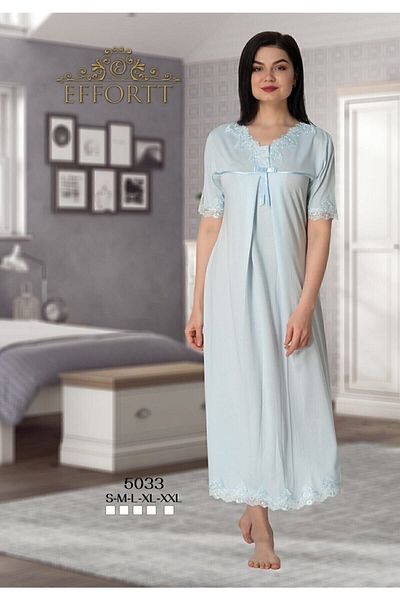 Effort Pijama Set cămașă de noapte pentru maternitate Effortt 5033 din dantelă turcoaz