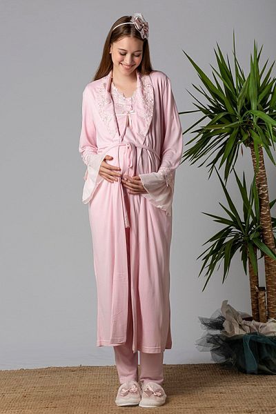 ByLohusa Effortt Pink Dressing Gown Maternity Pajama Set