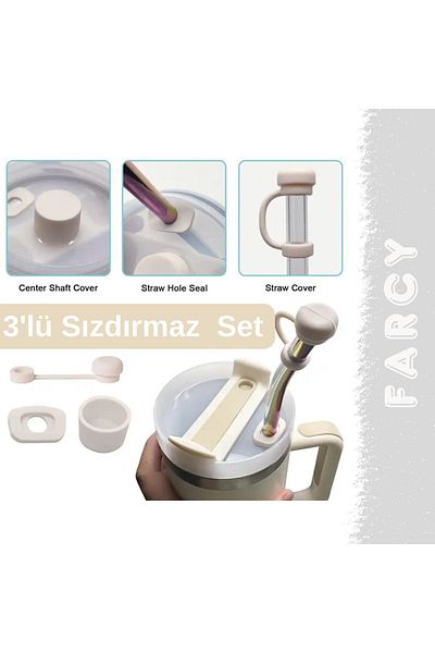 FARCY Quencher and New Generation Thermos with Straw Compatible 3 Piece Leak Proof Protective Accessory Silicone Set