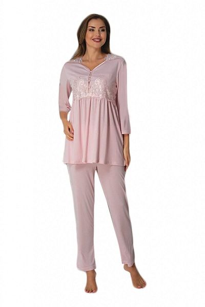 Effort Pijama Γυναικείο Σετ Πιτζάμες εγκυμοσύνης Pink Effort 3011