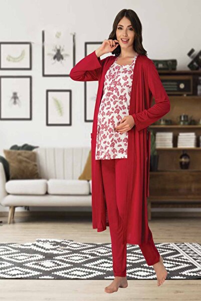 Effortt مجموعة Mayss Collections 8014 طقم بيجامة للحوامل بلون فوشيا مع ثوب نوم