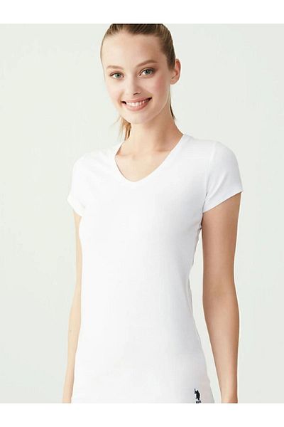 U.S. Polo Assn. Tricou cu decolteu în V pentru damă US Polo Assn. - mânecă scurtă, Z6.ET6.AG.0R.0.P4.024