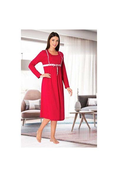 Effort Pijama Cămașă de noapte roșie de maternitate pentru alăptare