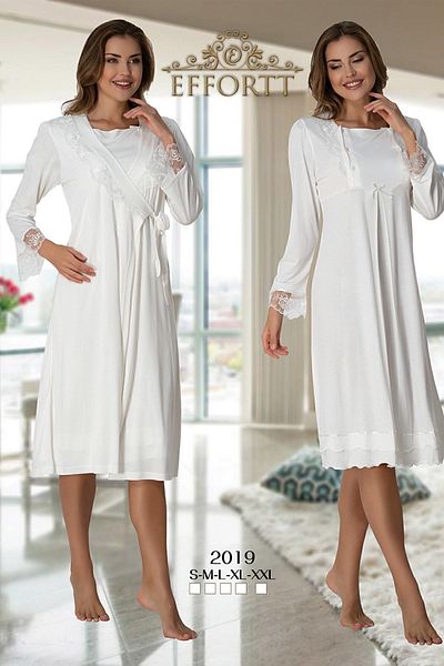 Effort Pijama طقم ثوب نوم للحوامل من Effortt 2019 مع ثوب نوم من الدانتيل