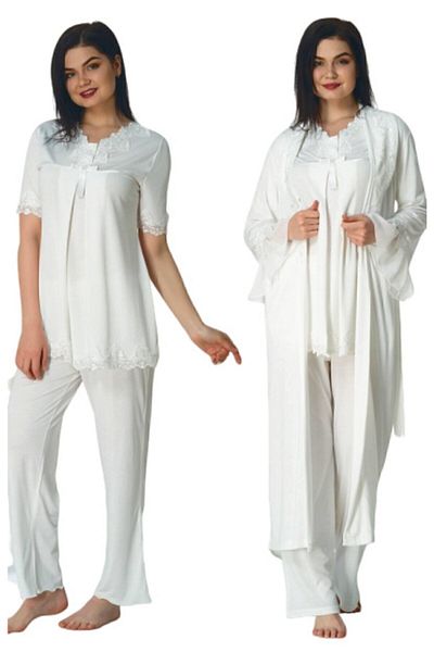 Effort Pijama Effortt Ecru Maternity Pijama Σετ με Μακρύ Peignoir 5034