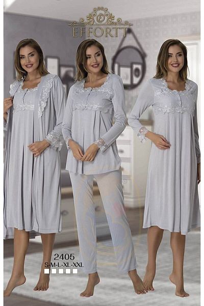 Effort Pijama مجموعة من 4 قطع للحوامل باللون الرمادي من Pregnant Bazaar Effortt 2405