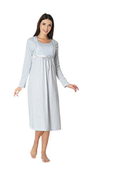 Effortt 8083 Cămașă de noapte de maternitate pentru femei de culoare verde