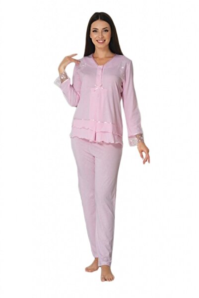 HAMİLE ÇARŞISI Set pijama maternitate roz cu mânecă lungă