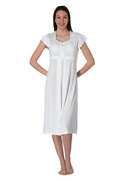 ByLohusa Βαμβακερό νυχτικό εγκυμοσύνης και μετά τον τοκετό με δυνατότητα θηλα...