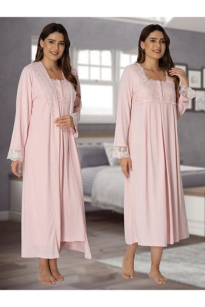 Effort Pijama Maternity Nightgown Set with Dressing Gown