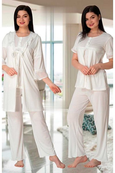 Effort Pijama Γυναικείο σετ πιτζάμες εγκυμοσύνης με φλάντζα εκρού μανίκια 4074e