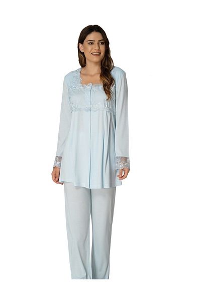 Effort Pijama Set pijamale de maternitate cu mâneci lungi, verde apă, Effortt 2403
