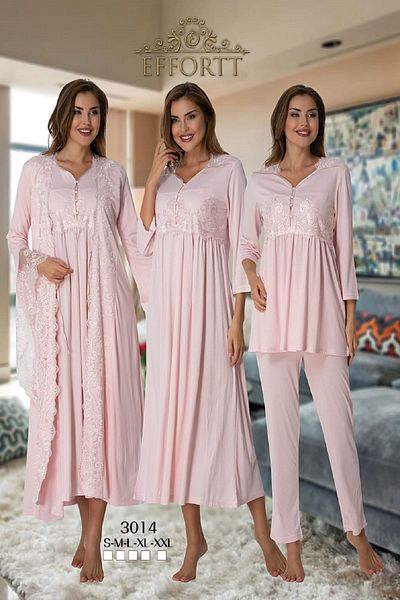 Effort Pijama 3014 Powder Special Maternity Set with Dressing Gown