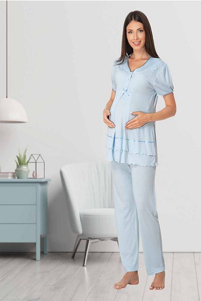 Effortt Set de pijamale de maternitate Mayss Collections 8022 Blue Color