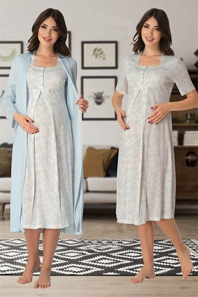 Effort Pijama Cămașă de noapte pentru maternitate Freya Effort Cămașă de noapte cu model albastru