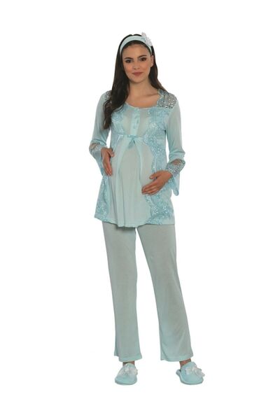 Şık Mecit طقم بيجامة للحوامل من الدانتيل