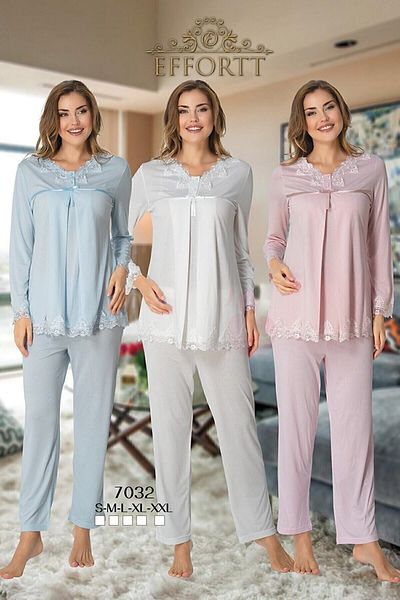 Effort Pijama Effortt 7032 Δαντελένια Λεπτομερή Σετ Πιτζάμες εγκυμοσύνης