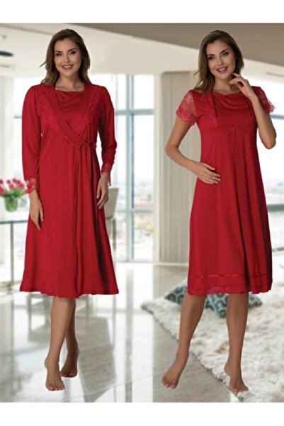 Effortt Γυναικείο Σετ Νυχτικό και Φόρεμα Βουργουνδίας