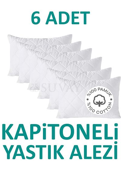 SUVAY 6 Pieces Quilted Pillow Cover Cotton Zippered Anti-Sweat Pillow Protector Case