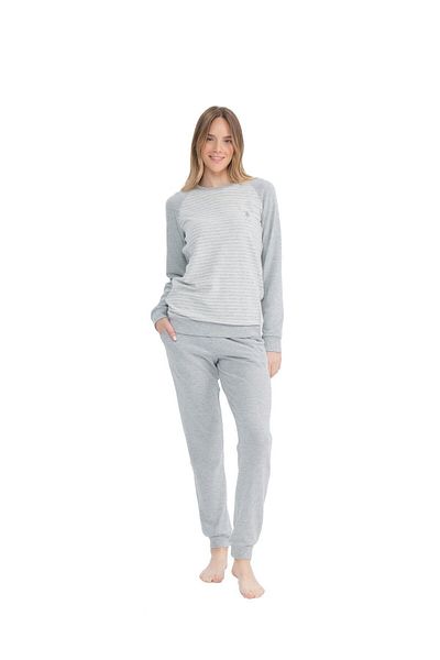U.S. Polo Assn. U.S. Polo Assn. Women's Gray Melange Round Neck Pajama Set Pls 025Kps.A1.Es7.T.Ra0.Ou8.P4.Km11