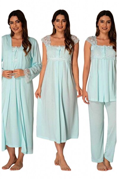 E&C HAMİLE ÇARŞISI Women's Short Sleeve Nina Maternity Nightgown Dressing Gow...