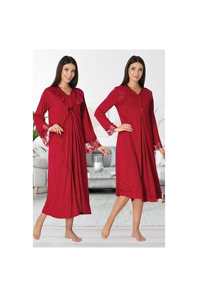 Effort Pijama طقم ثوب نوم للحوامل من الدانتيل الأحمر للنساء