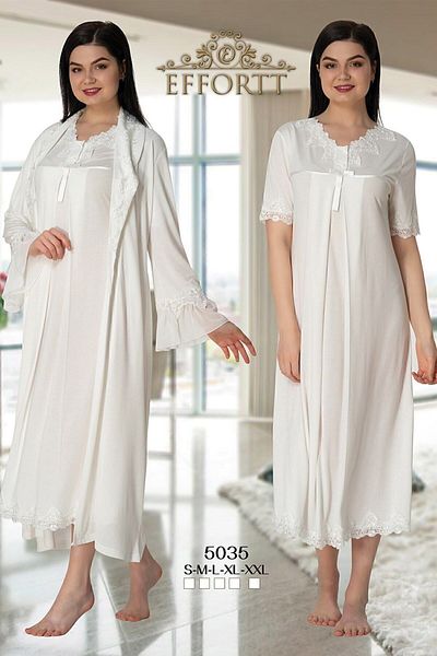 Effort Pijama Maternity Nightgown Set with Dressing Gown