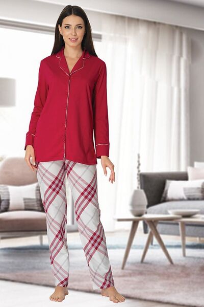 ByLohusa بيجامة للحوامل بأزرار أمامية حمراء من Effortt