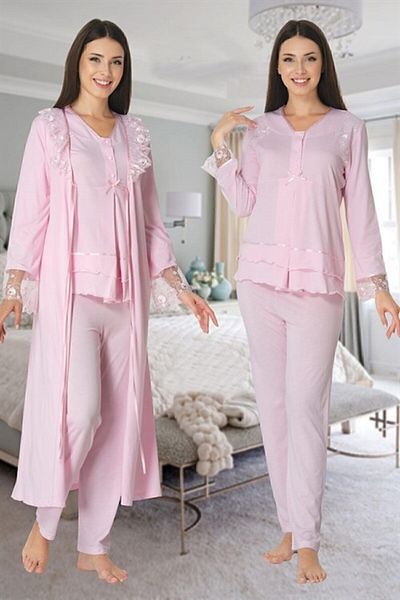 Effort Pijama Σετ πιτζάμες εγκυμοσύνης Freya Effort με ρόμπα 3 τεμαχίων