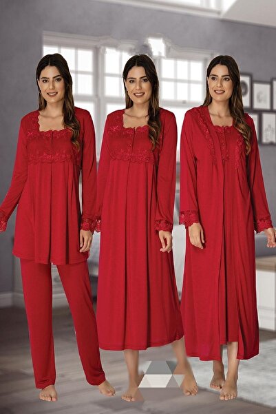 kaktüslohusa طقم بيجامة نسائي بأكمام طويلة بلون الكرز من Effort طقم ملابس نوم...