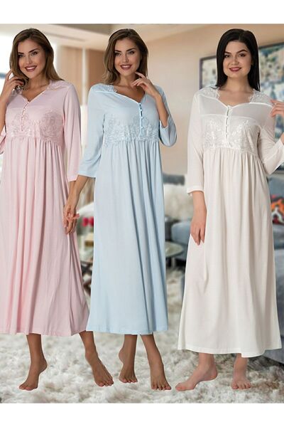 kaktüslohusa جهد المرأة إكرو الرباط مفصلة ثوب النوم الأمومة 3012