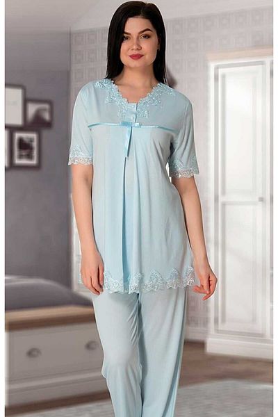 ByLohusa Set de pijamale de maternitate Effortt Blue