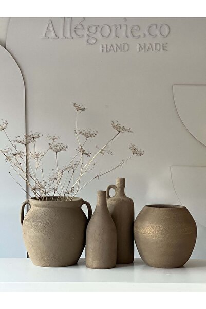 Allegorie.Co Dokulu Mat Vazo Koleksiyonu 4lü Set Vizon