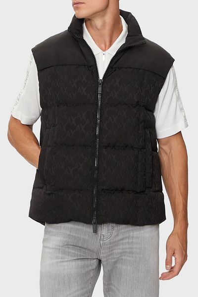 Armani Exchange Men's Vest - Logo, Regular Fit, Stand Collar, Zippered Vest 6Dzql1 Zn5Gz 1200