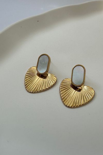 DELEIZA ACCESSORY Vintage Women's Earrings - Steel, Gold Pearlescent