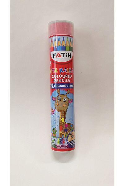Fatih 12 Colors Dry Crayons Metal Tube Box Full Size
