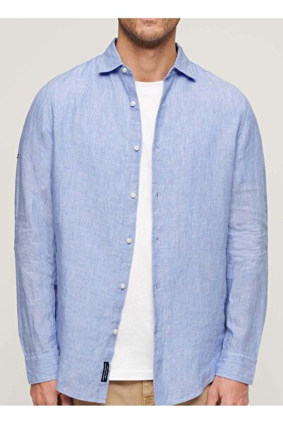 SUPERDRY Normal Açık Mavi Düz Erkek Gömlek M4010607AFZY_STUDIOS CASUAL LINEN L