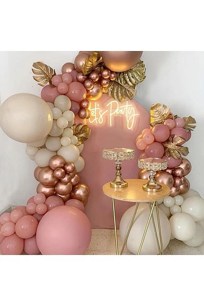 Aksesuar Rose Gold Chrome Sea Sand Rosewood Balloon Set