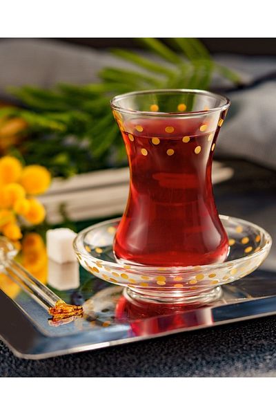 DECOSTYLE Pasabahce - 12 Piece Thin Waist Tea and Cup Set