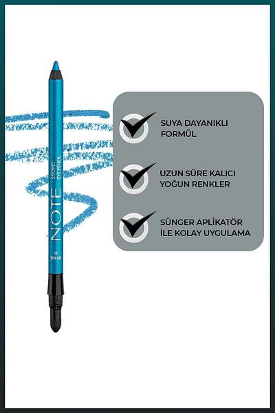 NOTE Water Resistant Smokey Eye Pencil - 05 Sky Blue Eye Pencil with Applicator