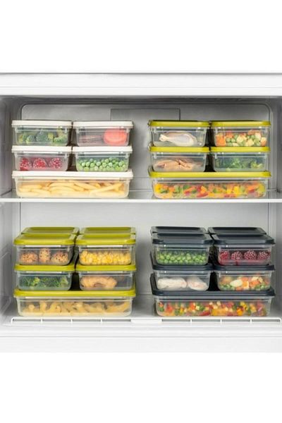 PANJI 16 Pieces White Storage Container - Microwave and Freezer Compatible, 4X2600Ml 6X1200Ml 6X500Ml